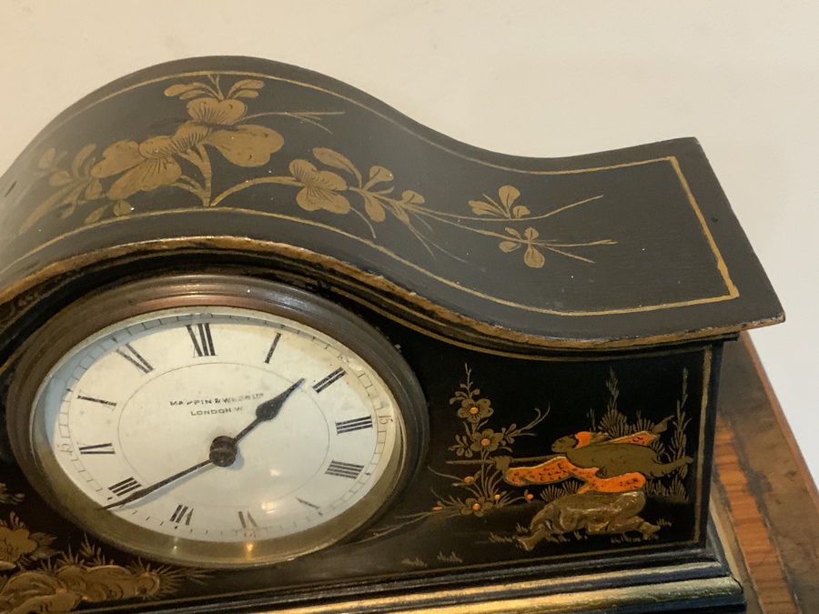Antique Mappin & Webb chinoiserie mantle clock 