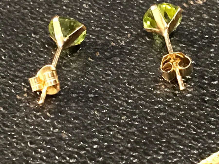 Antique Peridot 9ct gold earrings
