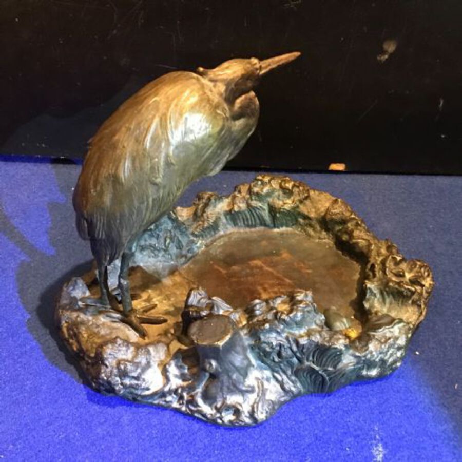 Antique Bronze Victorian Japanese work of a shoe billed Pelican