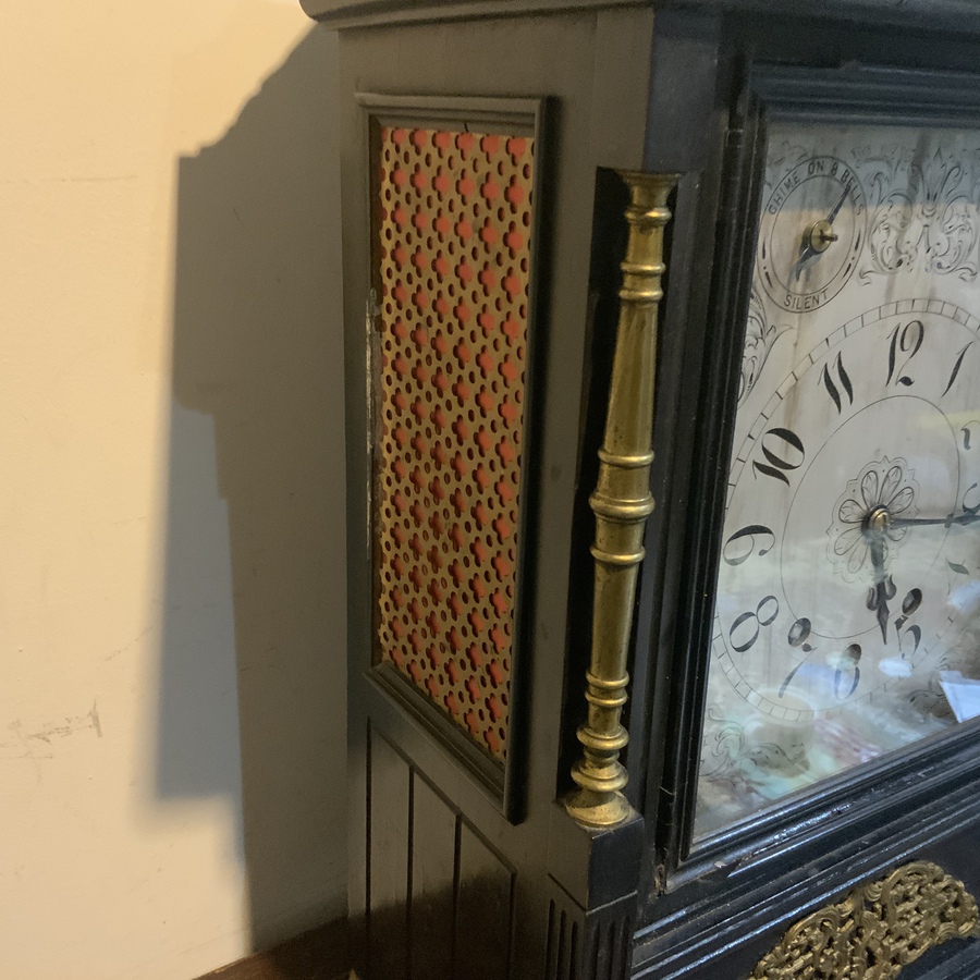Antique Bracket clock on eight bells ebonized case. 