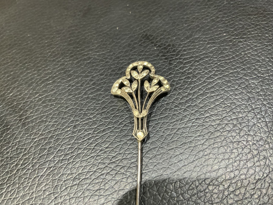 Antique Hat pin silver marcasite 