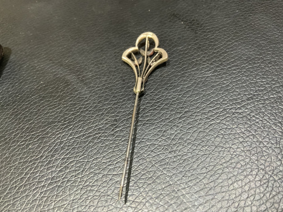 Antique Hat pin silver marcasite 