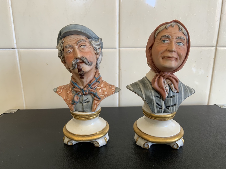 Romany man and wife bust’s,  Italian origins.