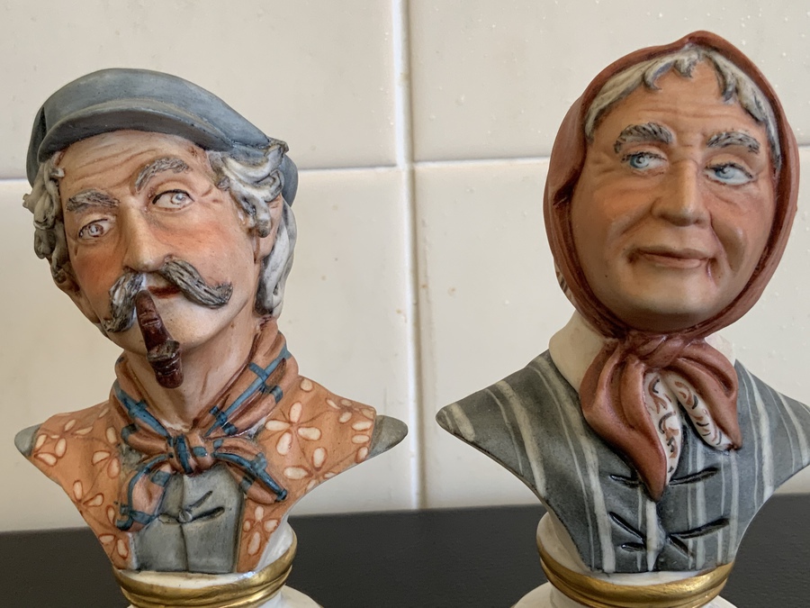Antique Romany man and wife bust’s,  Italian origins.