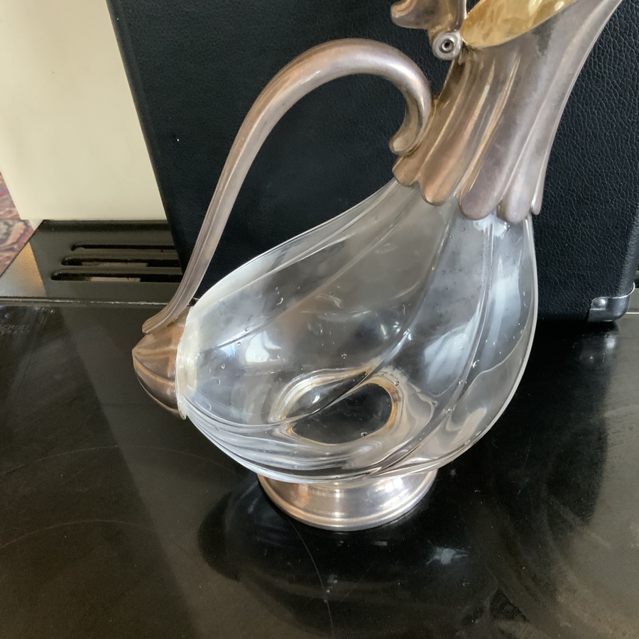 Antique Decanter glass with silver plated fittings