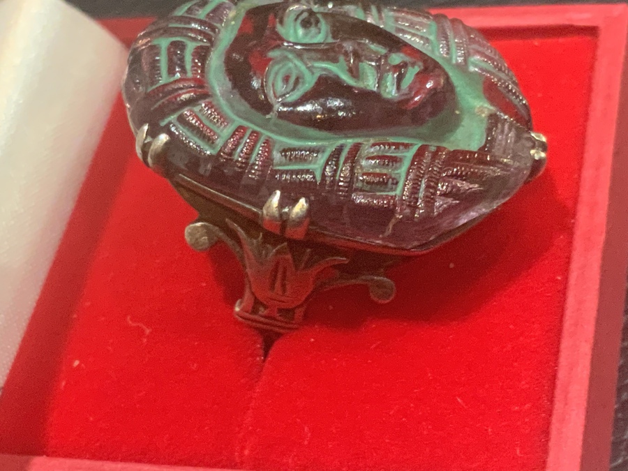 Antique Egyptian Pharaohs head ring Victorian 