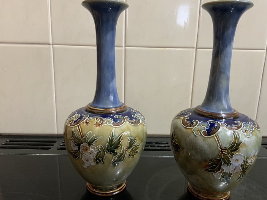 Antique Pair of Doulton Vases By Ethel Beard