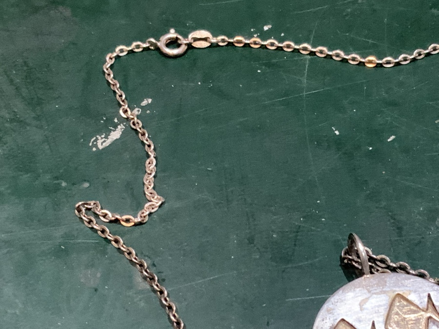 Antique Silver & gold pendant and chain Masonic ?