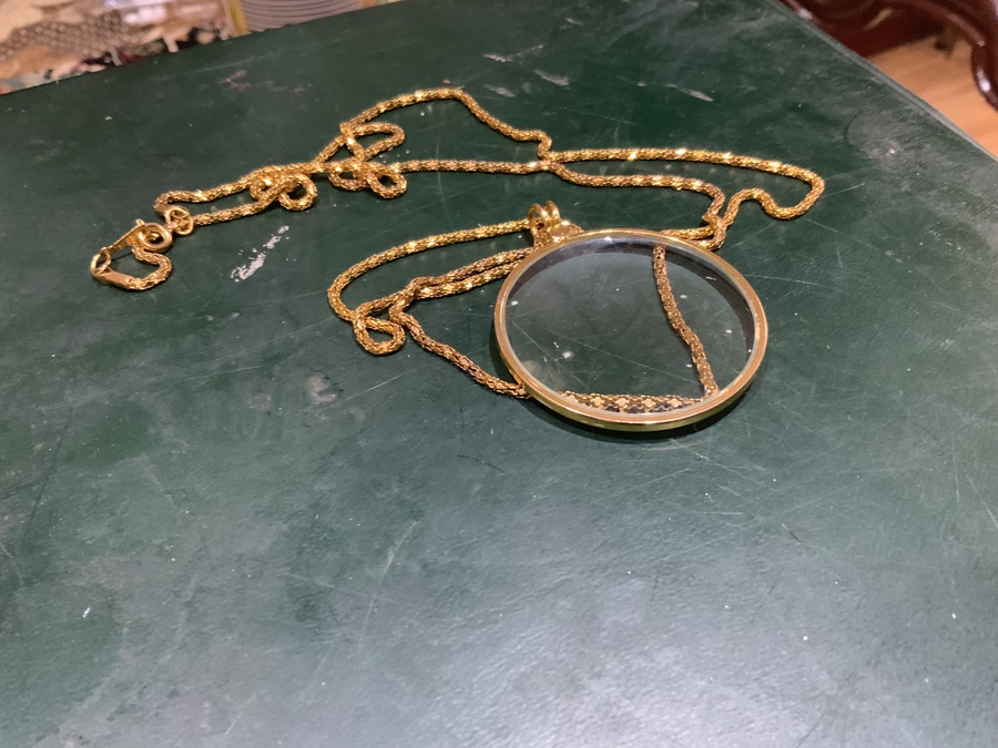 Antique 18 CT Gold plated  eyepiece and chain