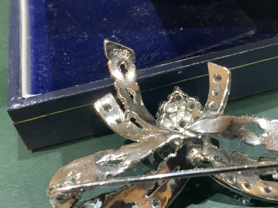 Antique Diamonds and silver ladies deco brooch 