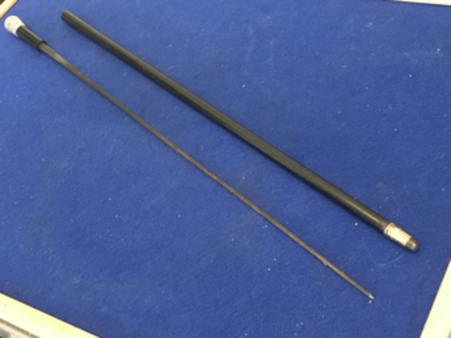 Antique Gentleman’s Walking Stick Sword Stick with Silver Top Handle