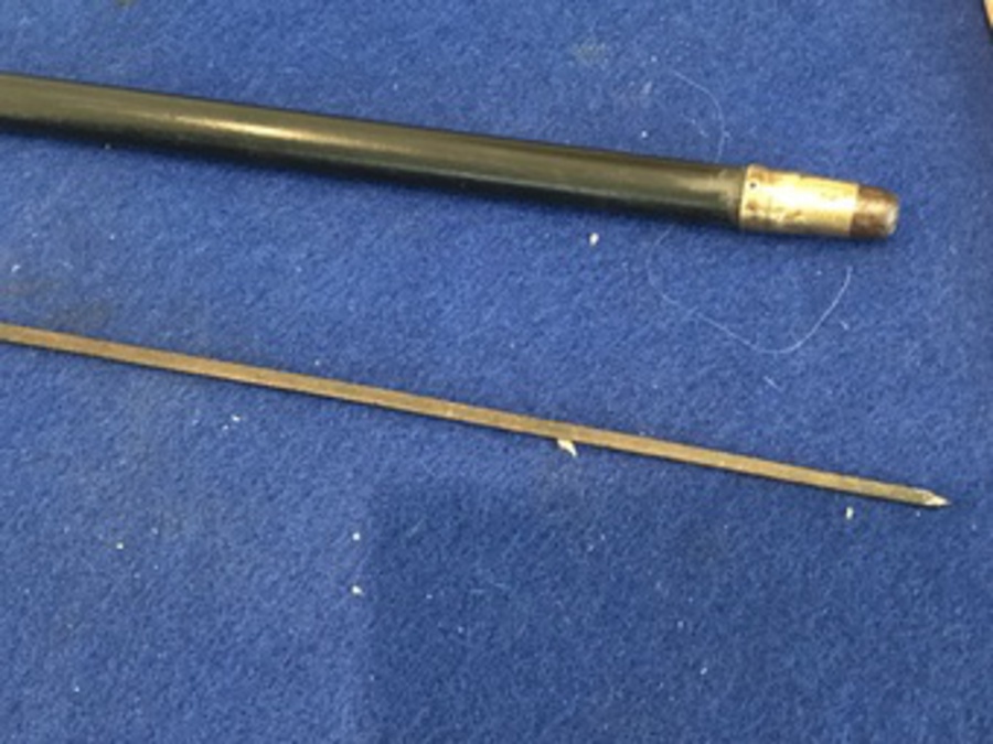 Antique Gentleman’s Walking Stick Sword Stick with Silver Top Handle