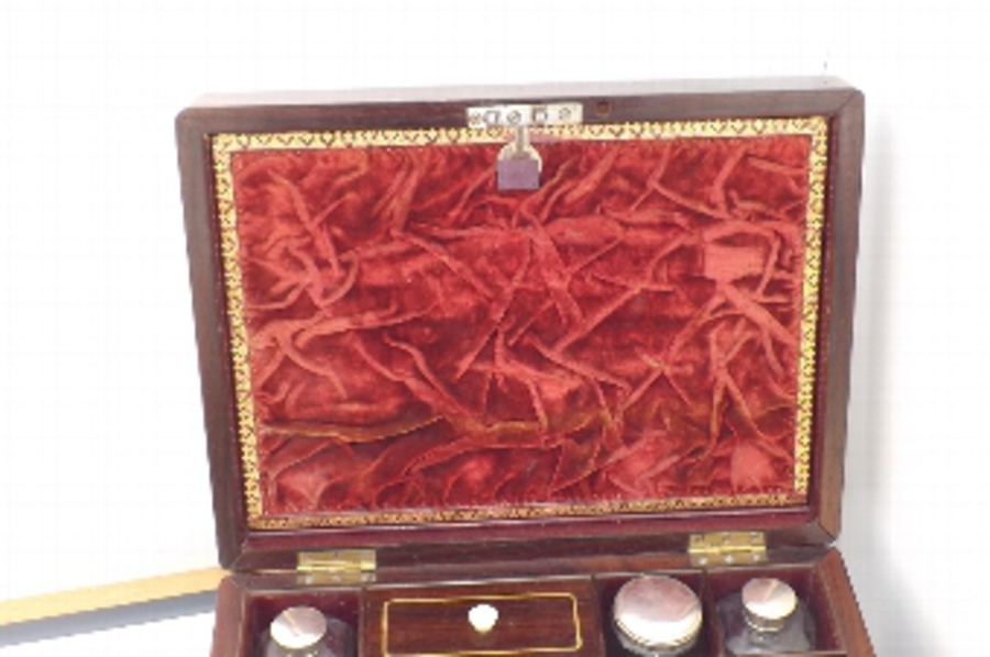 Antique Box in rosewood containing ladies vanity items stunning item of quality. FBB
