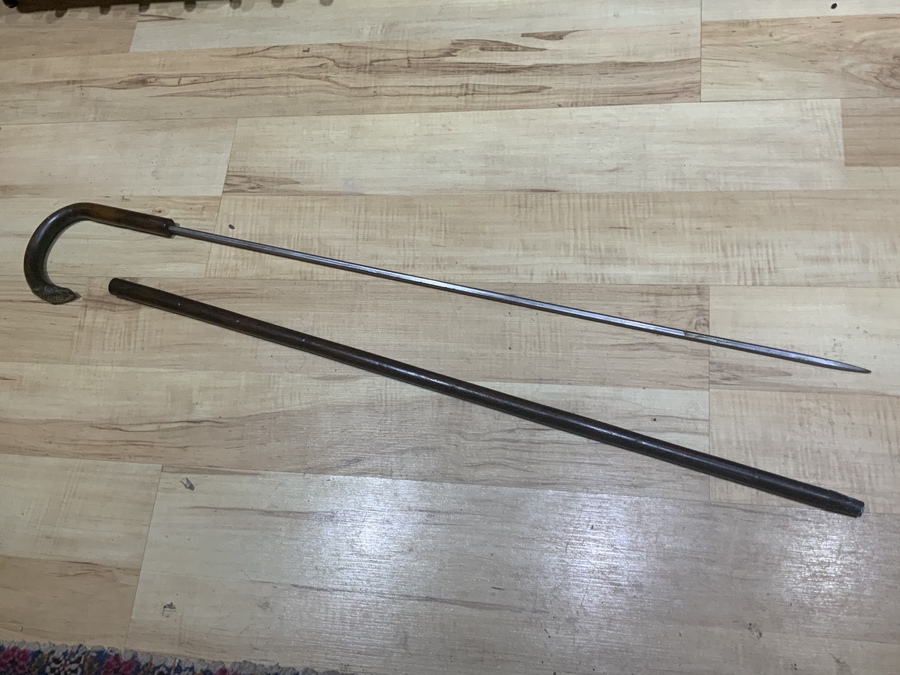 Antique Gentleman’s walking stick sword stick with silver mount 