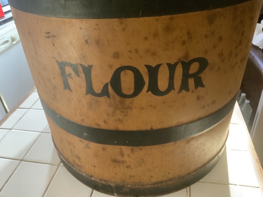Antique Downton Abbey’s Kitchen quality,  Toleware Flour bin