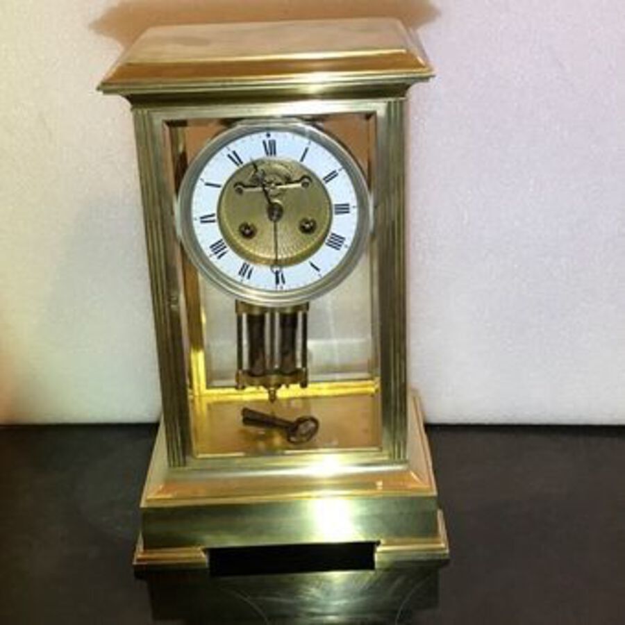 Superb Victorian French glass sided visible escapement  movement clock