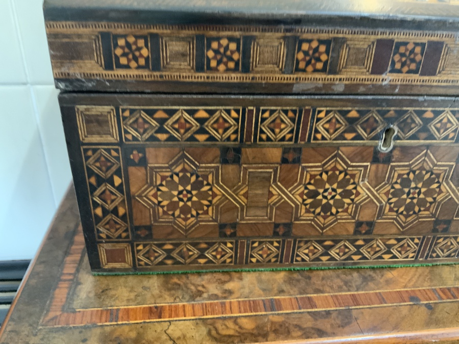 Antique Tunbridge ware Box stunning work 