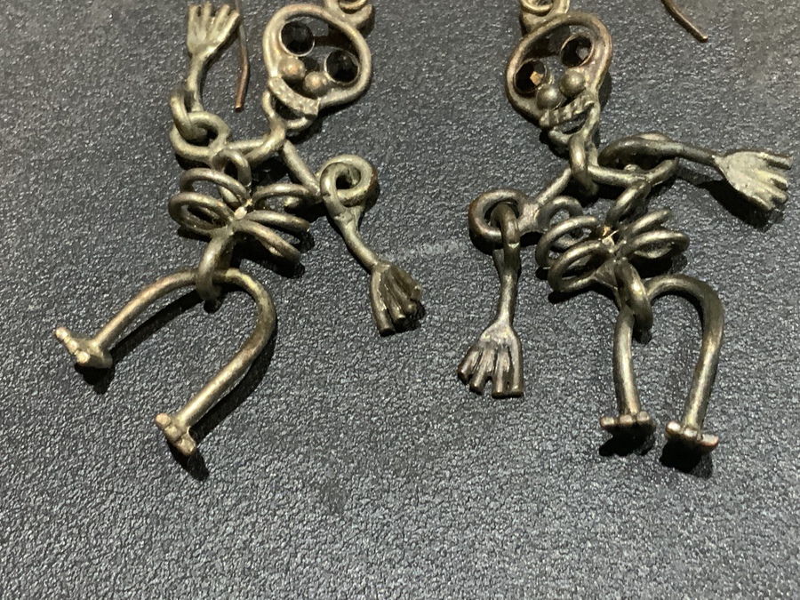 Antique Rare pair of Skeleton Ladies earrings Hallowe’en specials 