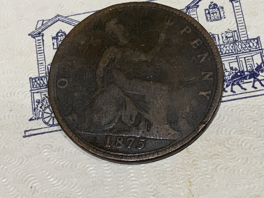 Antique Victoria one penny 1875