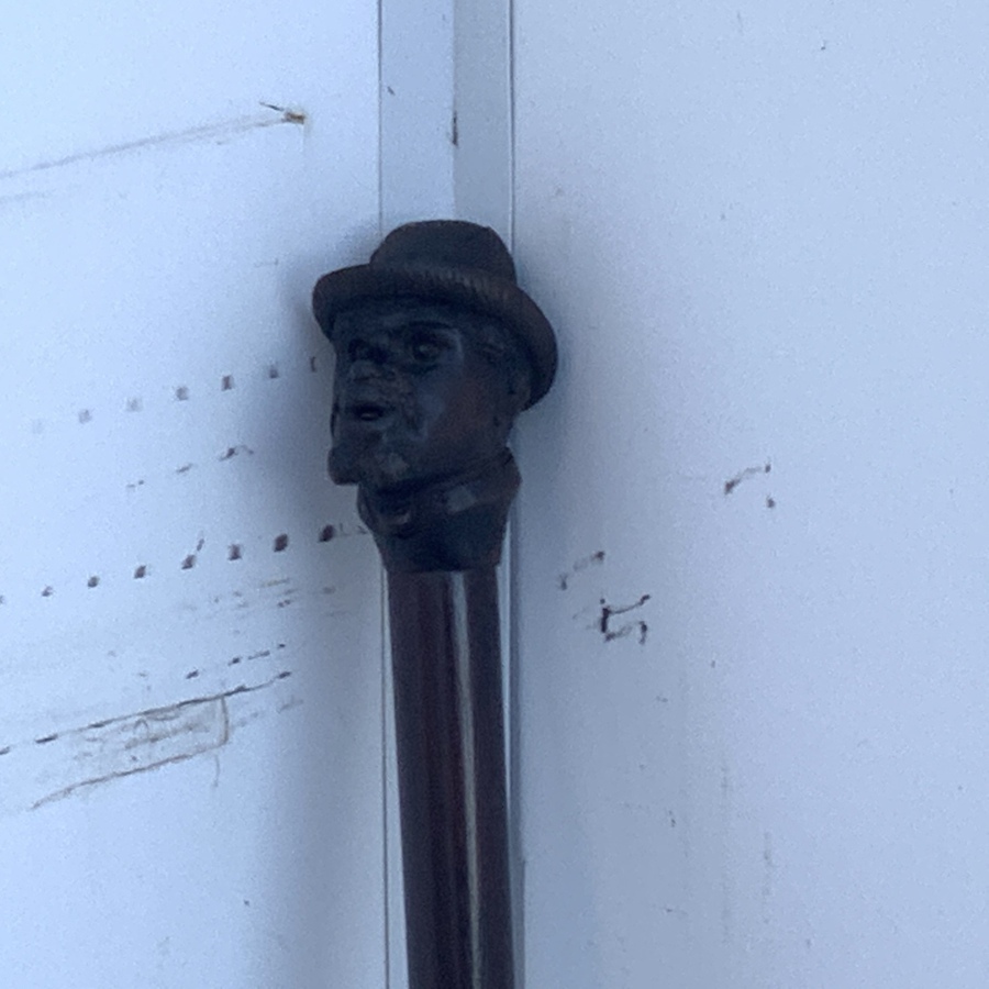 Antique Masonic Gentleman’s walking stick sword stick Carved head automaton 