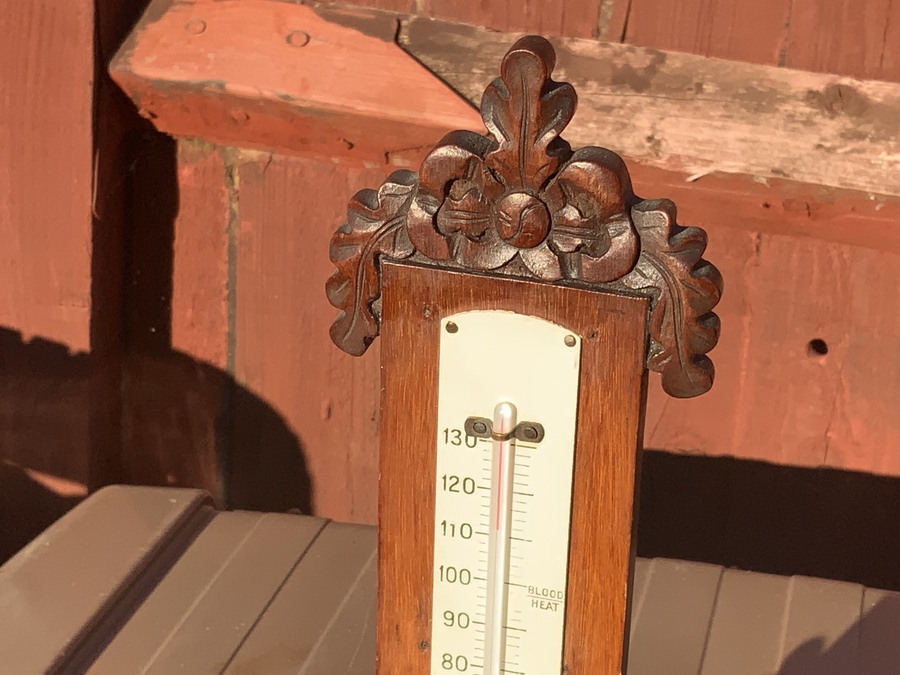 Antique Desk’s top Thermometer walnut encased Victorian 
