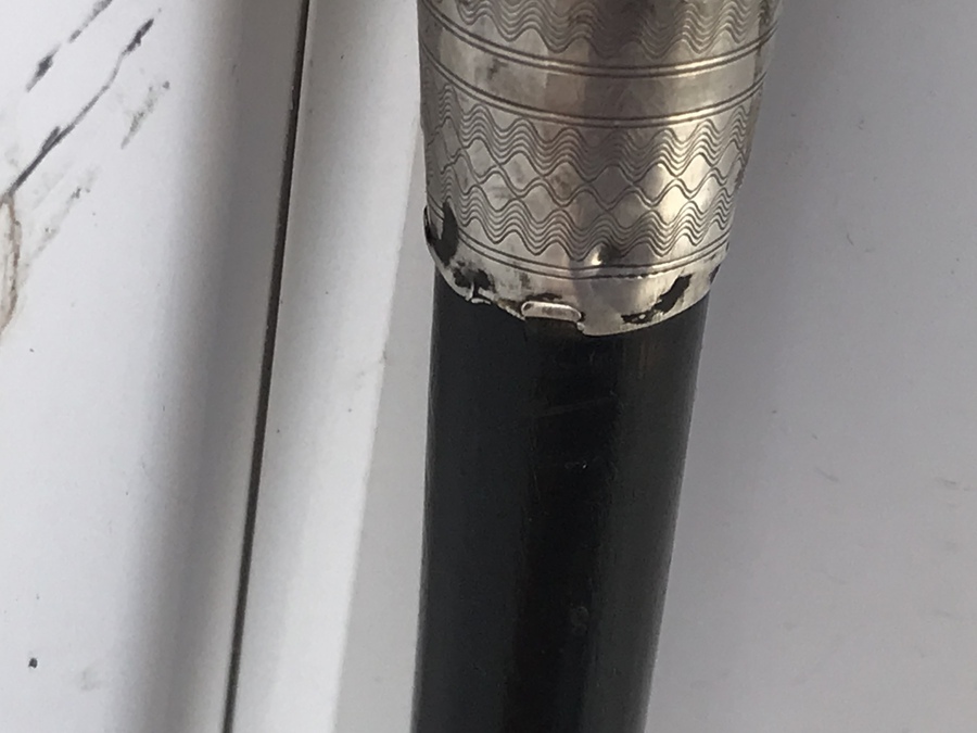 Antique Proper Gent’s walking stick sword stick with silver hallmarked top