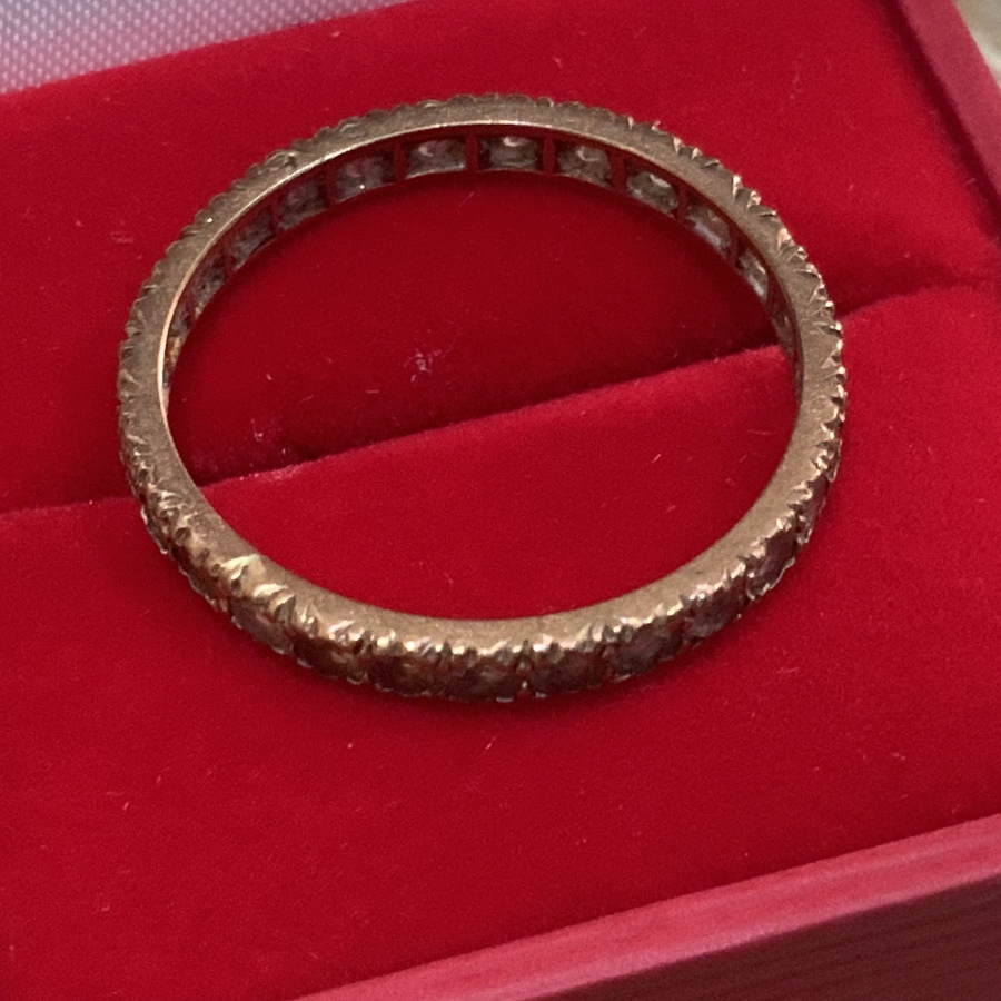 Antique Eternity 9CT gold & diamonds ladies ring 