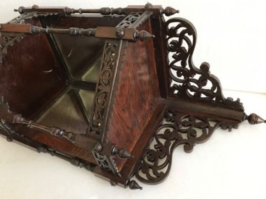 Antique Corner cabinet intricate carved rosewood and mirrors 