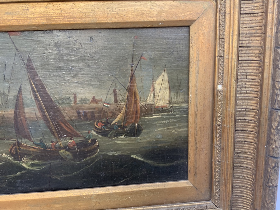 Antique Dutch Master Oil on Board 18th Century Framed Painting