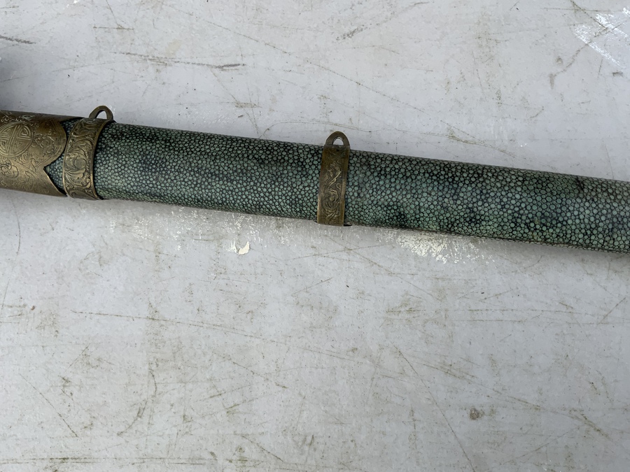 Antique Masonic Chinese swords in Shagreen scabbard 
