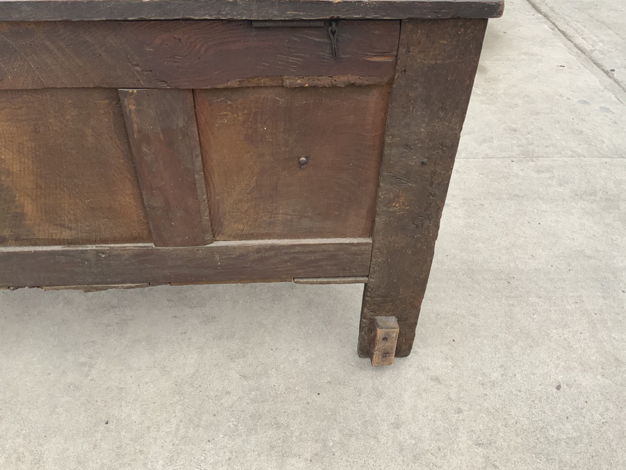 Antique Coffer in oak and superbly carved front, circa 1740’s