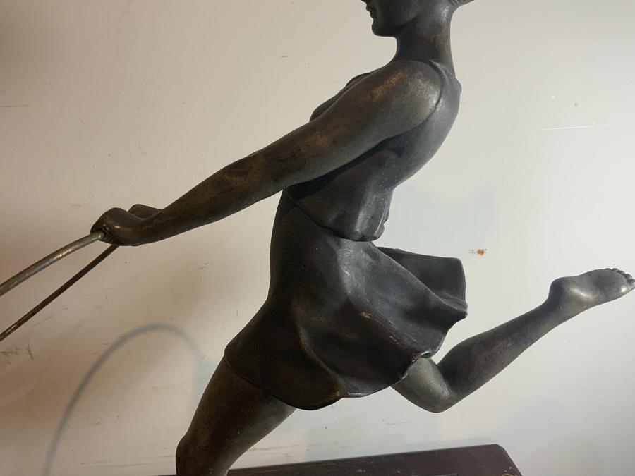 Antique Art Deco Dancing Girl with Her Hoop