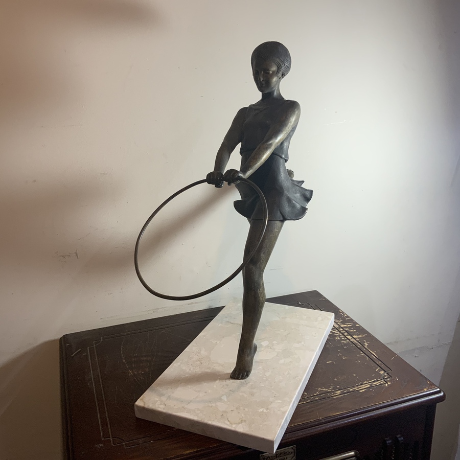 Antique Art Deco Dancing Girl with Her Hoop