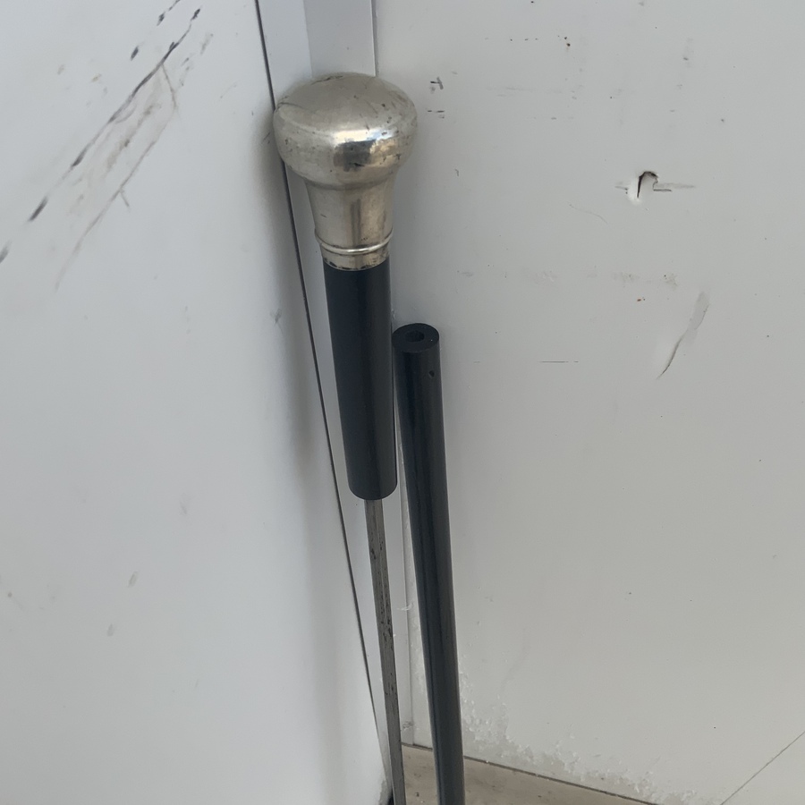 Antique Gentleman’s silver topped walking stick sword stick 