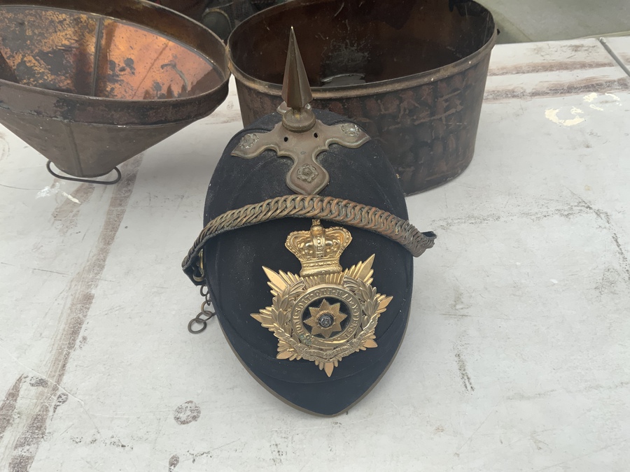 Antique Helmet & Tin Officers of The Yorkshire regiment