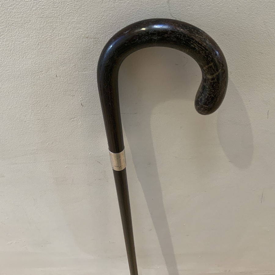 Antique Gentleman’s walking stick sword stick with silver collar 