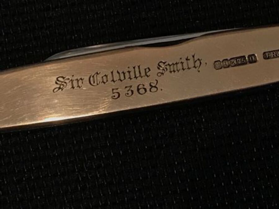 Antique SIR COLVILLE SMITH 5368 GOLD POCKET KNIFE. MASONIC