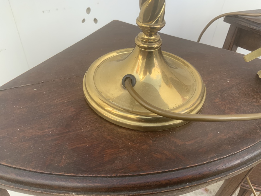 Antique Pair of barley twist brass base lamps