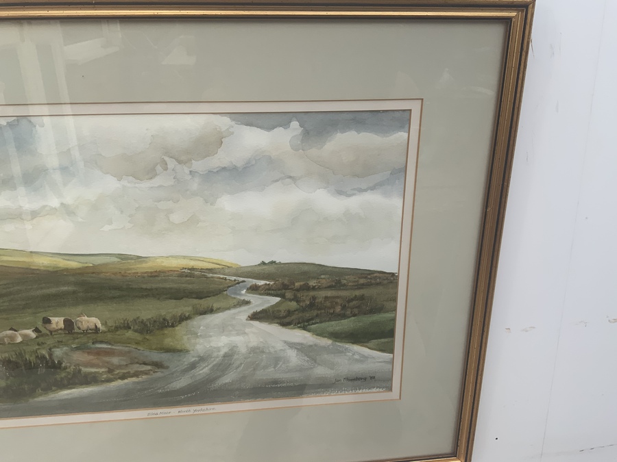 Antique Jan Bloomberg  Blea Moor North Yorkshire watercolour Framed painting
