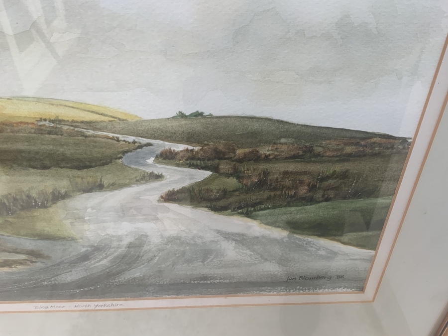 Antique Jan Bloomberg  Blea Moor North Yorkshire watercolour Framed painting