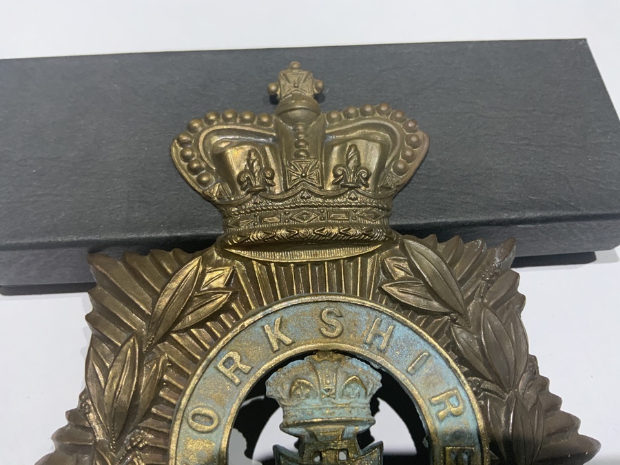 Antique Yorkshire Helmet badge other ranks Victorian 