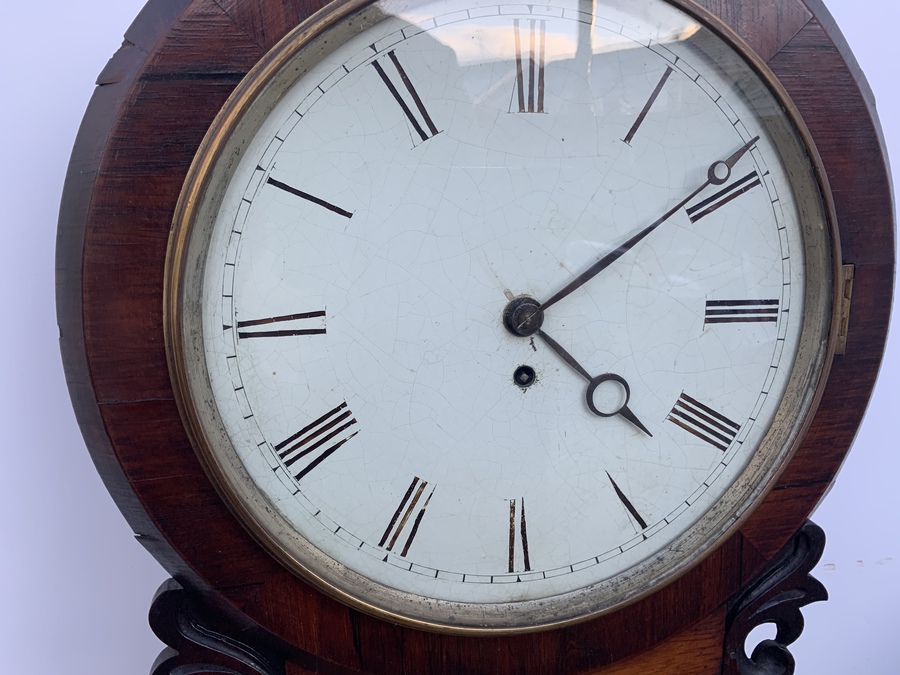Antique Fusee Drop Dial Rosewood veneer Wall Clock