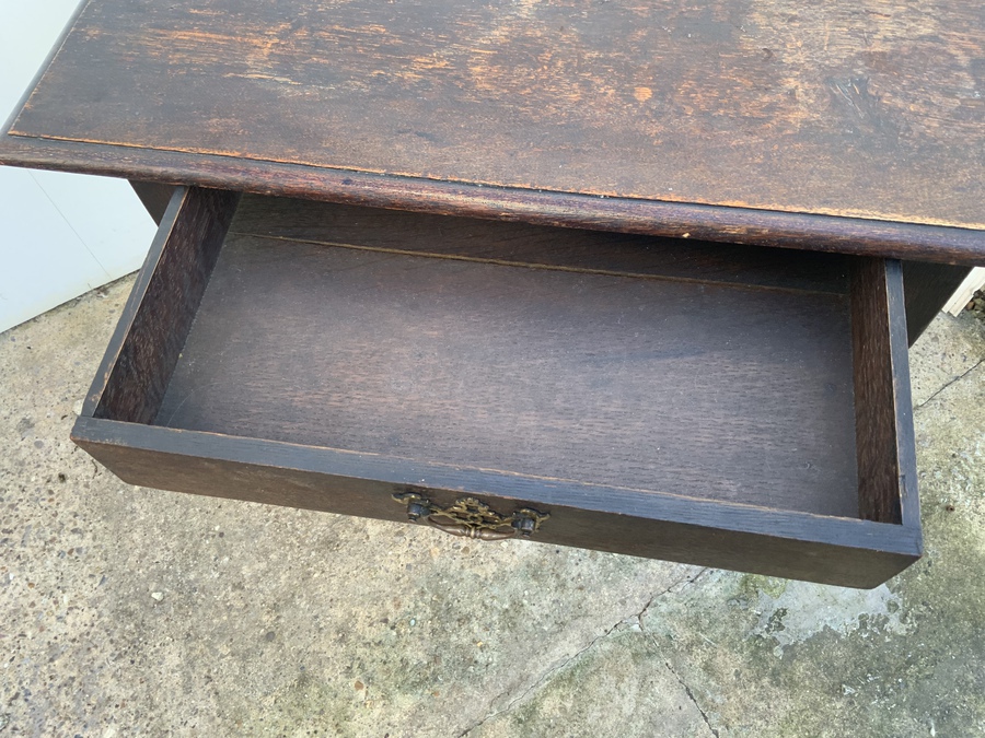 Antique Oak crinoline side table base single draw table