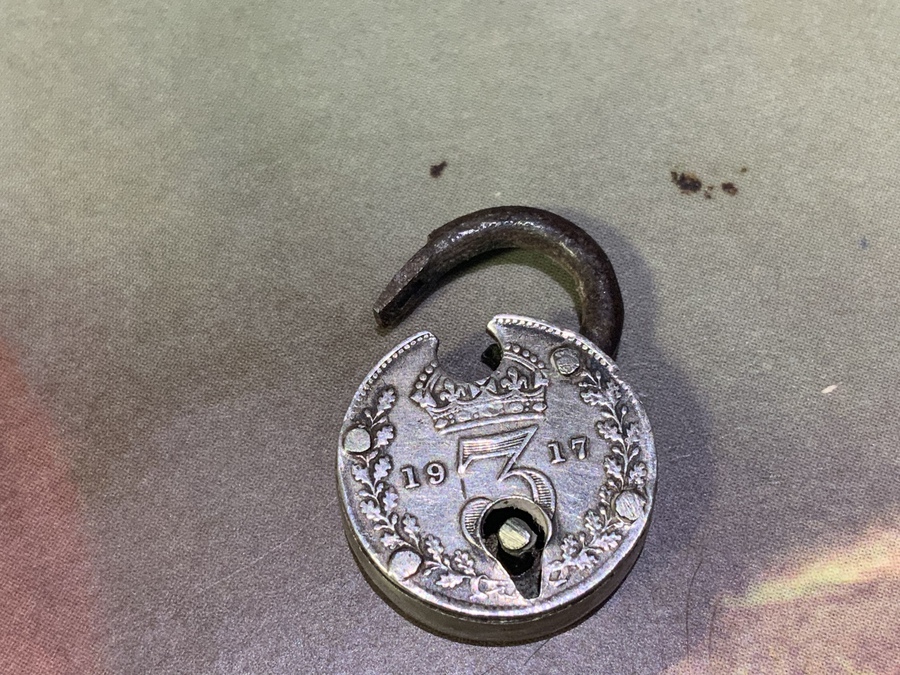 Antique Trench Art silver lock