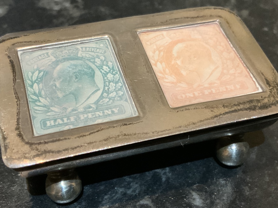 Antique Solid silver Desk tops Stamps dispenser 