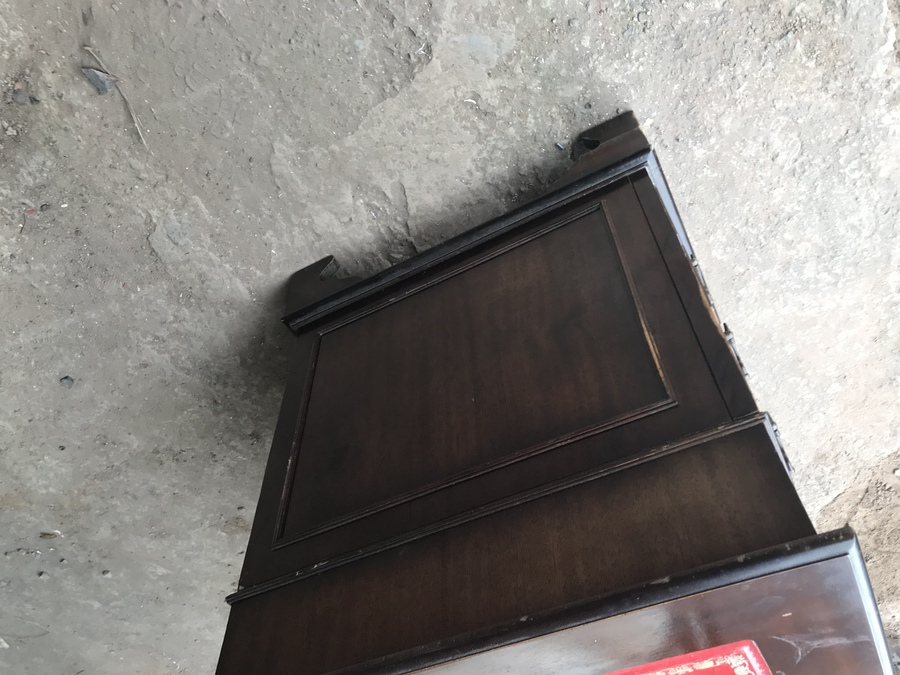 Antique Pedestal mahogany veneered leather top desk