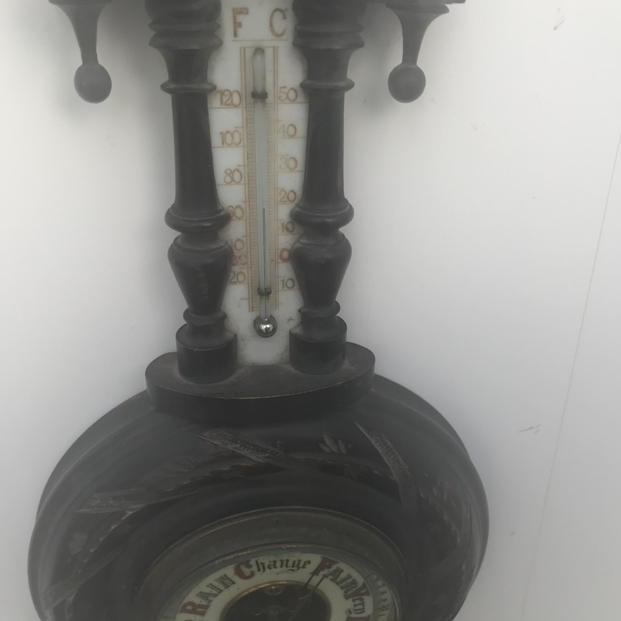 Antique Wall Barometer + thermometer 