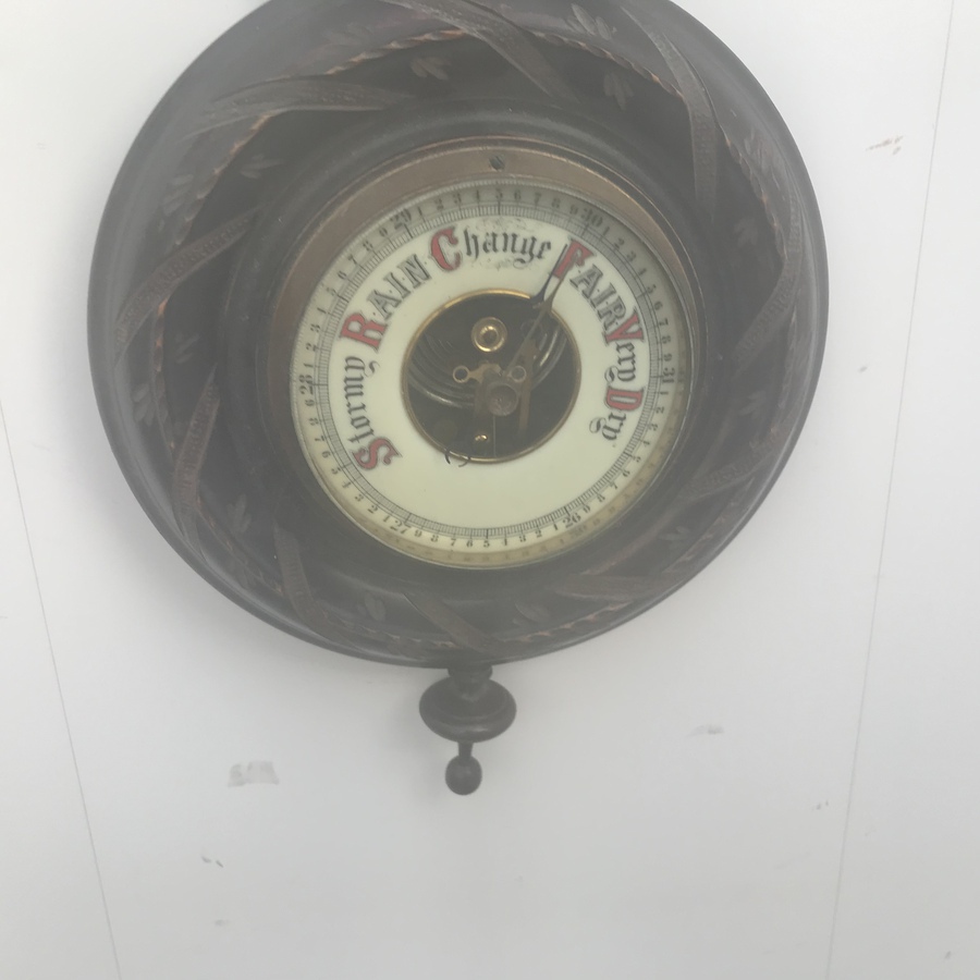 Antique Wall Barometer + thermometer 
