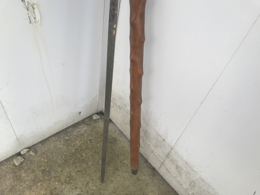 Antique Masonic walking stick sword stick with silver collar 