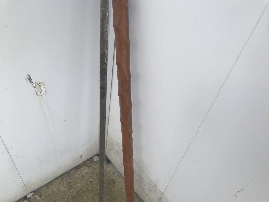 Antique Masonic walking stick sword stick with silver collar 